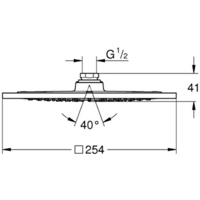 Palarie dus fix Grohe Rainshower F-Series, cu limitator de debit, 25x25 cm