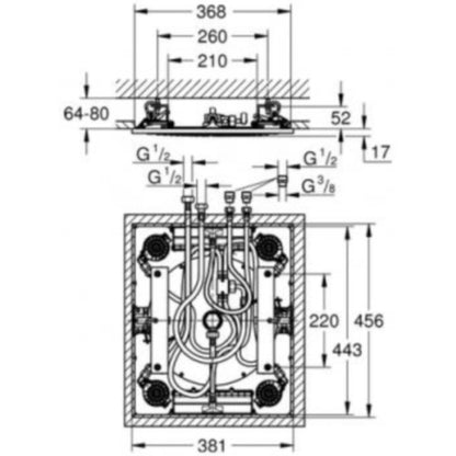 Palarie dus fix Grohe Rainshower F-Series, cu montaj pe tavan, 38x46 cm