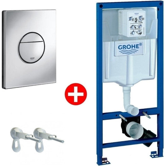 Grohe Rapid SL Set Promo Rezervor WC incastrat cu cadru, suport perete si clapeta de actionare Nova