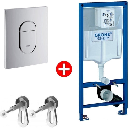Grohe Rapid SL Set Promo Rezervor WC incastrat cu cadru, suport perete si clapeta de actionare Arena