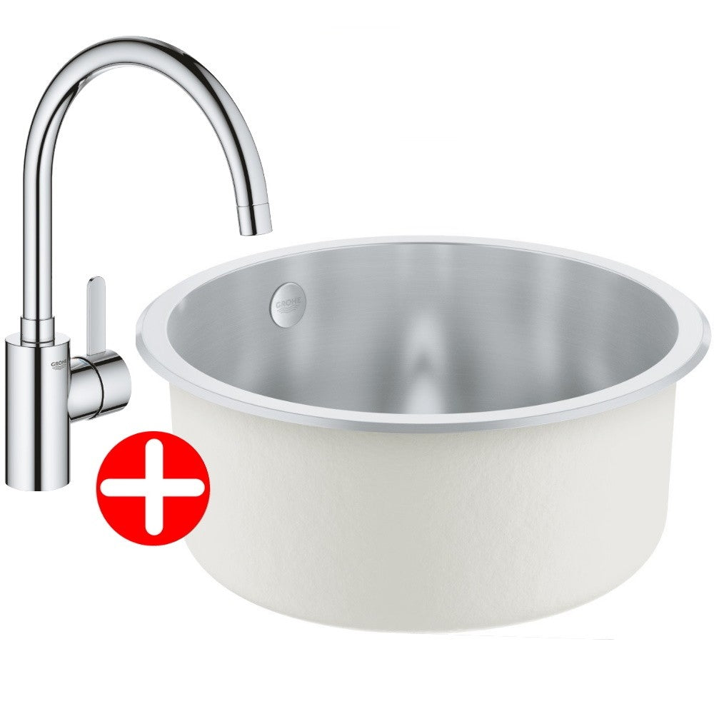 Grohe Set promo Chiuveta bucatarie inox Ø44 cm si baterie monocomanda