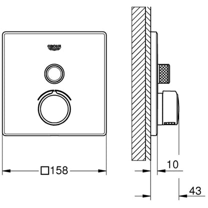 Grohe SmartControl Baterie dus cu 1 iesire, patrata