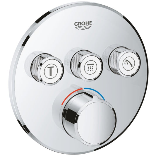 Grohe SmartControl Baterie dus cu termostat cu 3 iesiri, rotunda