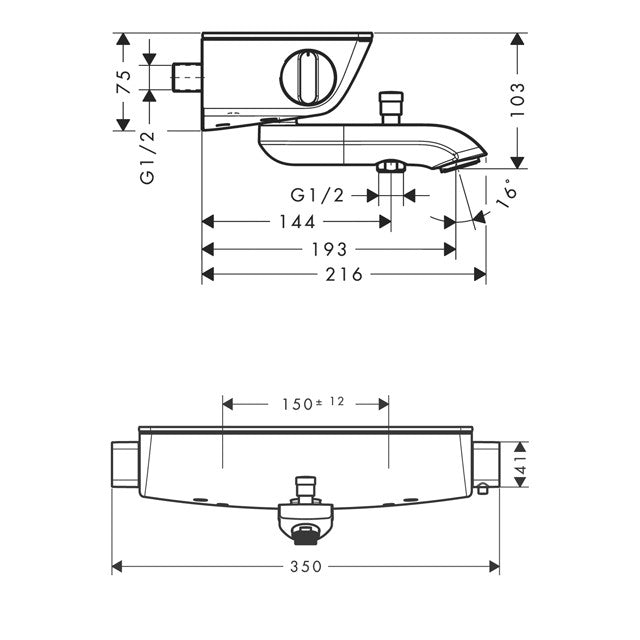Hansgrohe Select Baterie cada dus cu termostat