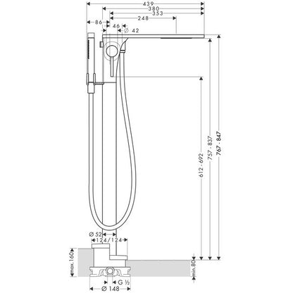Hansgrohe Axor Massaud Baterie cada freestanding