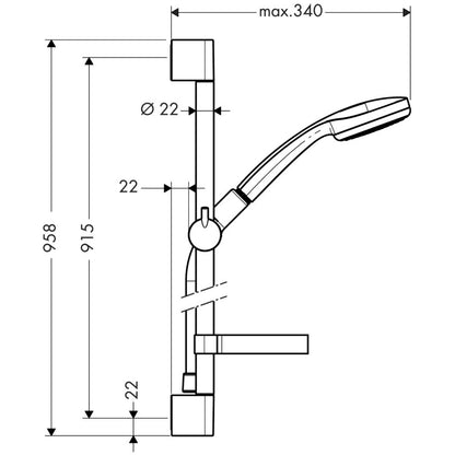 Hansgrohe Croma 100 1jet/Unica`C Set dus cu bara 90 cm