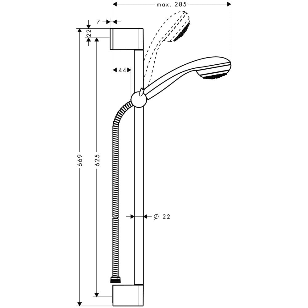 Hansgrohe Crometta 85 1jet/Unica`Crometta Set dus cu bara 65 cm