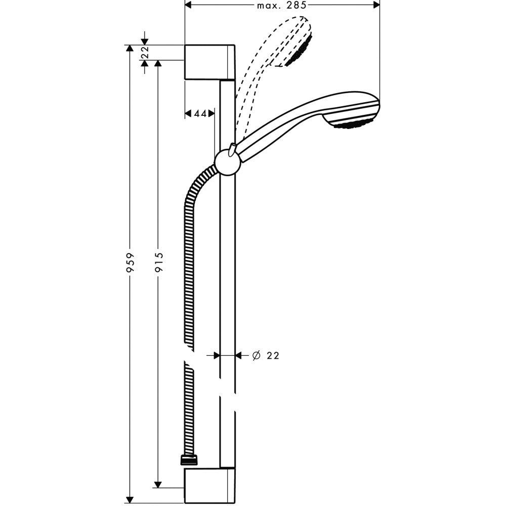 Hansgrohe Crometta 85 1jet/Unica`Crometta Set dus cu bara 90 cm