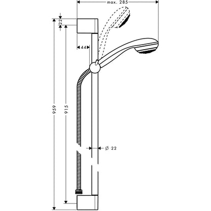 Hansgrohe Crometta 85 1jet/Unica`Crometta Set dus cu bara 90 cm