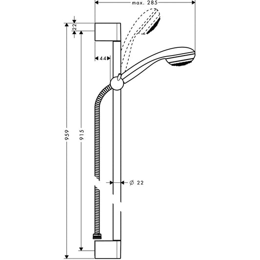Hansgrohe Crometta 85 1jet/Unica`Crometta Set dus cu bara 90 cm