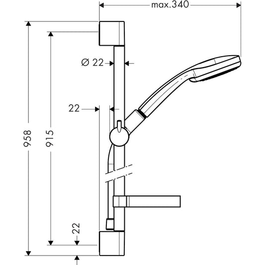 Hansgrohe Croma 100 Vario/Unica C Set dus cu bara 90 cm