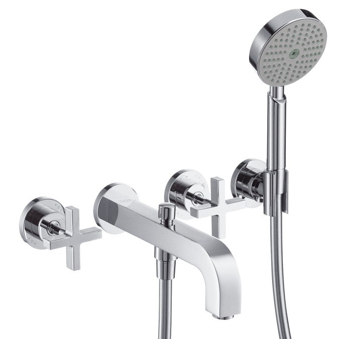 Hansgrohe Axor Citterio Baterie cada dus cu 3 gauri, montaj pe perete, manere cruce