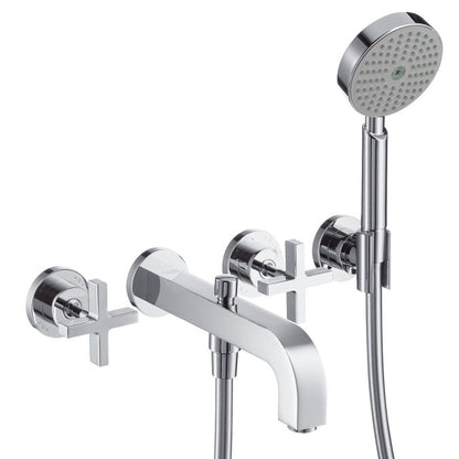 Hansgrohe Axor Citterio Baterie cada dus cu 3 gauri, montaj pe perete, manere cruce