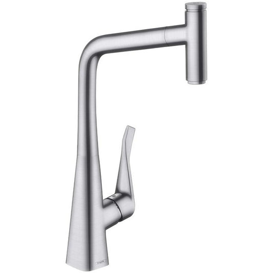 Hansgrohe Metris Select Baterie chiuveta bucatarie cu dus extractibil, H44.5 cm, aspect inox