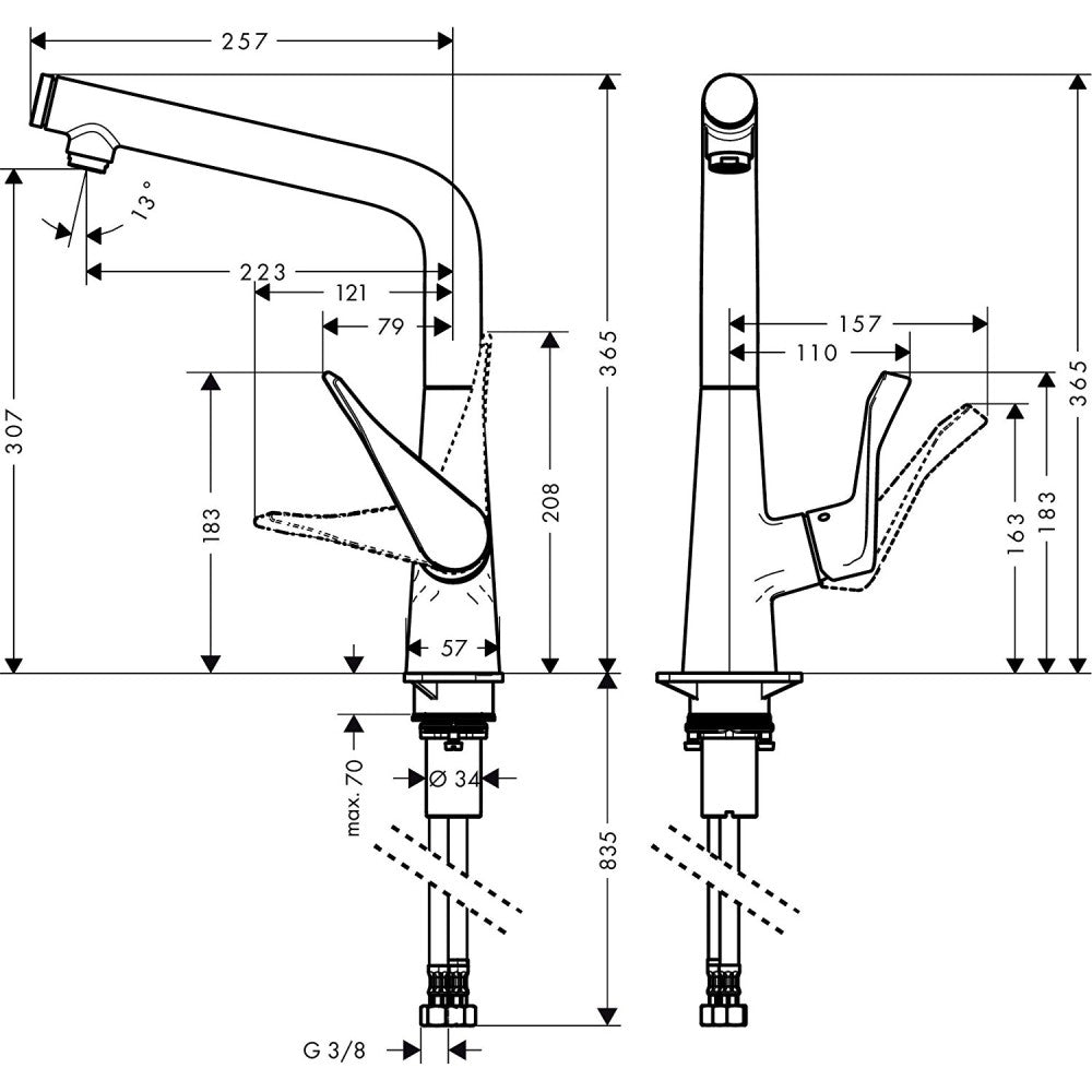 Hansgrohe Select 320 Baterie chiuveta bucatarie monocomanda, crom