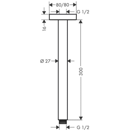 Brat dus fix Hansgrohe E, montaj pe tavan, 30 cm