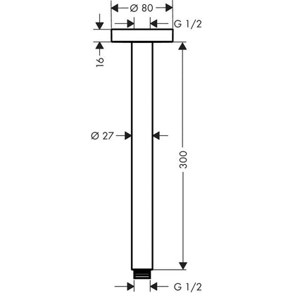 Brat dus fix Hansgrohe S, montaj pe tavan, 30 cm