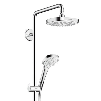 Coloana dus cu baterie si termostat Hansgrohe Croma Select E 180 2jet, H114 cm, alb/crom