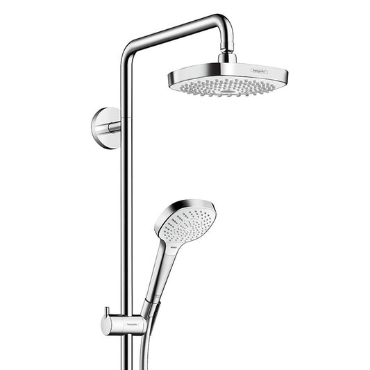 Coloana dus cu baterie si termostat Hansgrohe Croma Select E 180 2jet, H114 cm, alb/crom