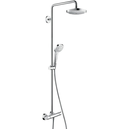 Coloana dus cu baterie si termostat Hansgrohe Croma Select E 180 2jet, H114 cm, alb/crom