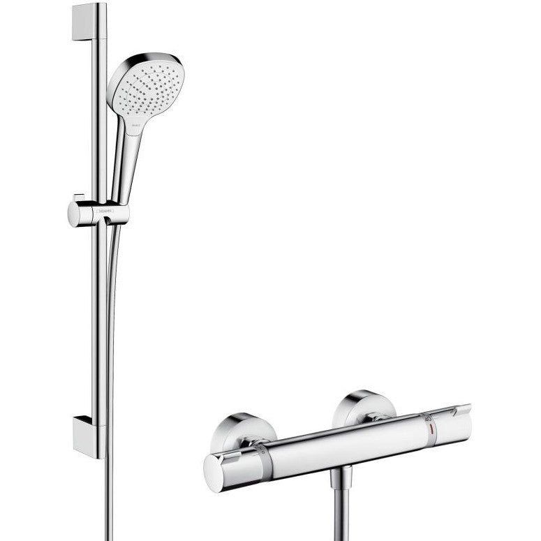Hansgrohe Croma Select E Vario Baterie dus cu bara 65 cm cu termostat, alb/crom