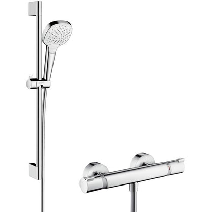 Hansgrohe Croma Select E Vario Baterie dus cu bara 65 cm cu termostat, alb/crom