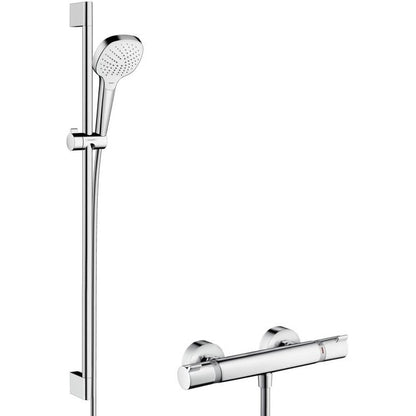 Hansgrohe Croma Select E Vario Baterie dus cu bara 90 cm cu termostat, alb/crom