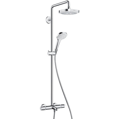 Coloana dus cu baterie si termostat Hansgrohe Croma Select S 180 2jet, cu pipa cada, alb/crom