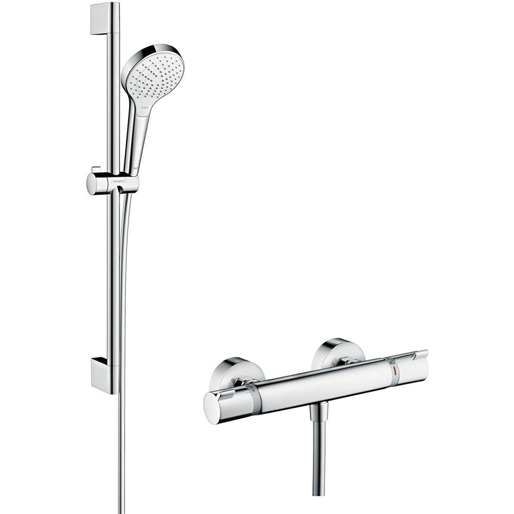 Hansgrohe Croma Select S Vario Baterie dus cu bara 65 cm cu termostat, alb/crom
