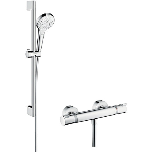 Hansgrohe Croma Select S Vario Baterie dus cu bara 65 cm cu termostat, alb/crom