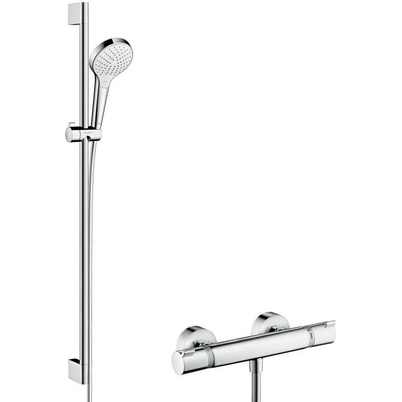 Hansgrohe Croma Select S Vario Baterie dus cu bara 90 cm cu termostat, alb/crom