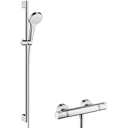 Hansgrohe Croma Select S Vario Baterie dus cu bara 90 cm cu termostat, alb/crom