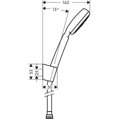 Hansgrohe Crometta 100 1jet Porter Set dus cu suport, furtun 125 cm, alb/crom