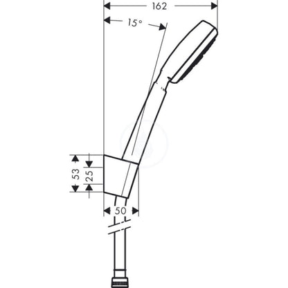 Hansgrohe Crometta 100 1jet Porter Set dus cu suport, furtun 160 cm, alb/crom