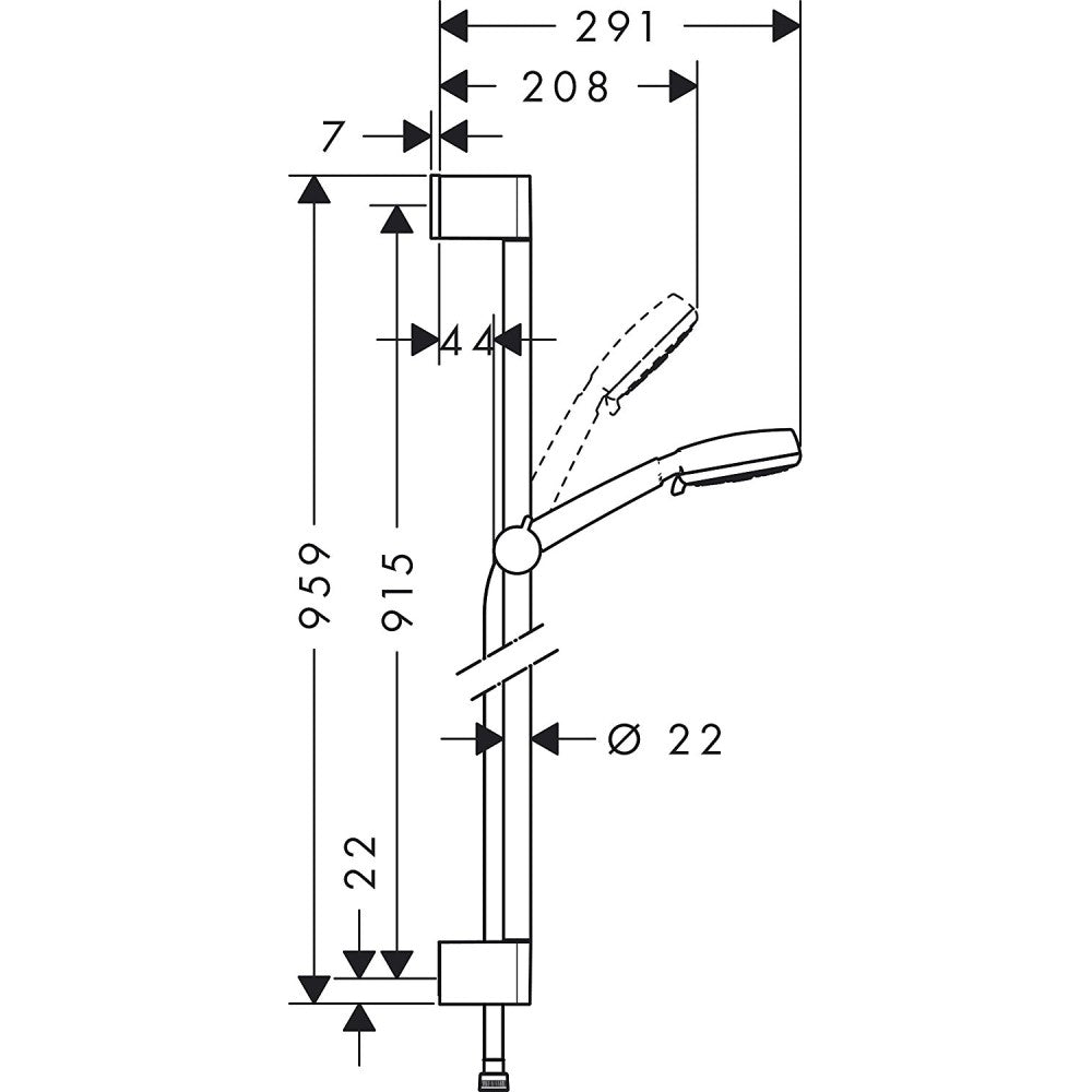 Hansgrohe Crometta 100 Multi Set dus cu bara 90 cm, alb/crom