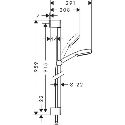 Hansgrohe Crometta 100 Multi Set dus cu bara 90 cm, alb/crom