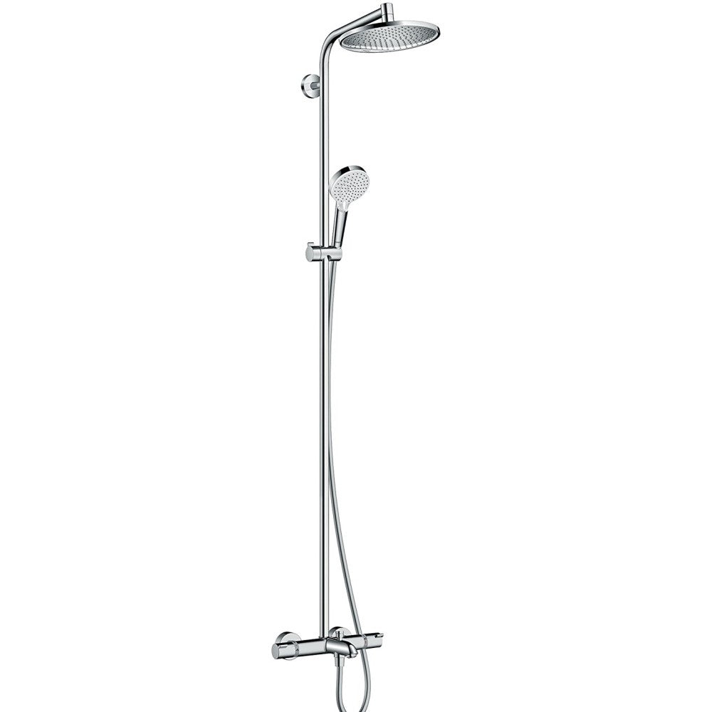 Coloana dus cu baterie si termostat Hansgrohe Crometta S 240 1jet, cu pipa cada