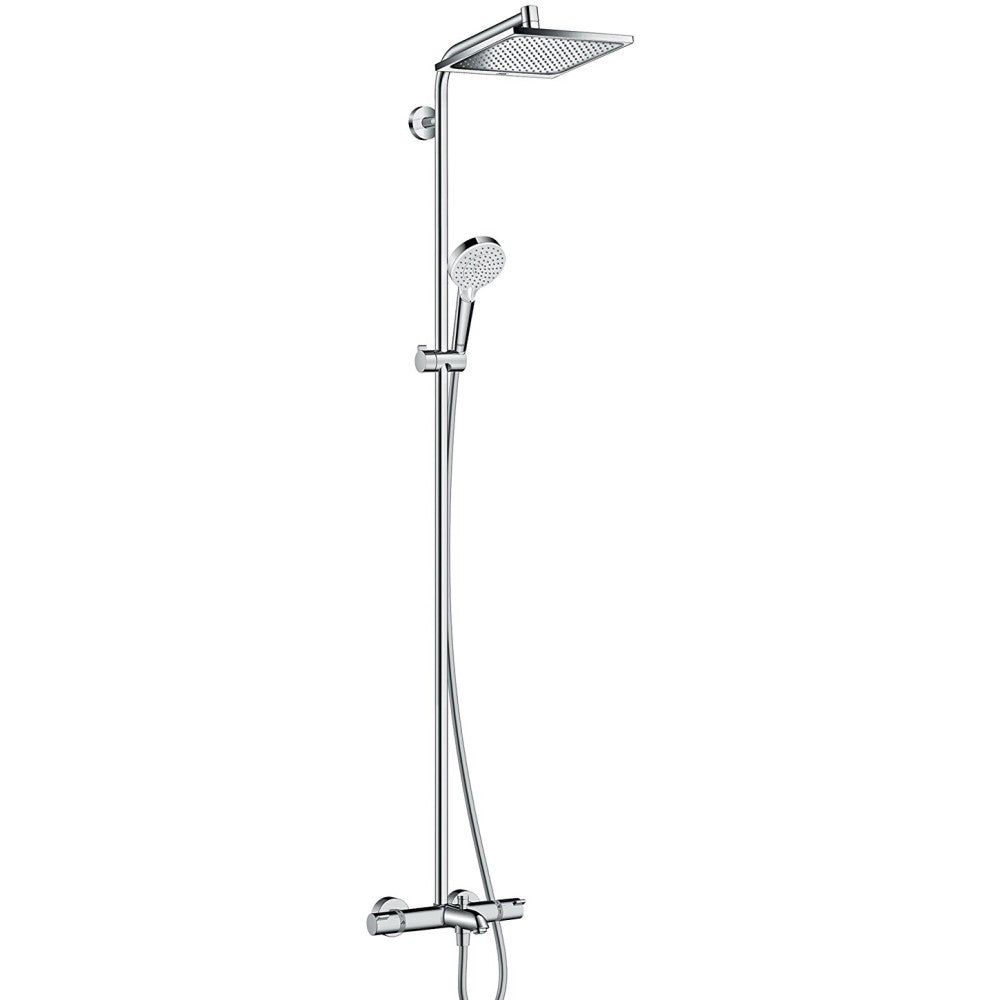 Coloana dus cu baterie, pipa cada si termostat Hansgrohe Crometta E 240 1jet, H155 cm