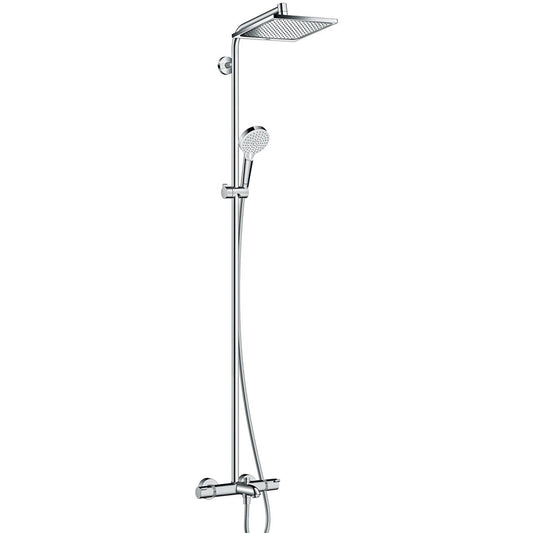 Coloana dus cu baterie, pipa cada si termostat Hansgrohe Crometta E 240 1jet, H155 cm