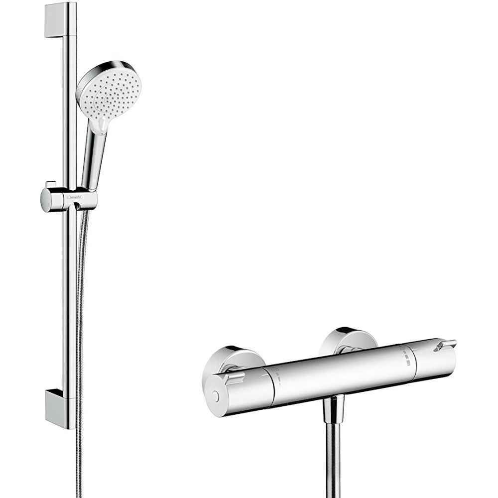 Hansgrohe Ecostat 1001 CL/Crometta Vario Baterie dus cu bara 65 cm, cu termostat, alb/crom