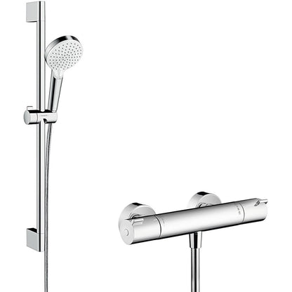 Hansgrohe Ecostat 1001 CL/Crometta Vario Baterie dus cu bara 65 cm, cu termostat, alb/crom