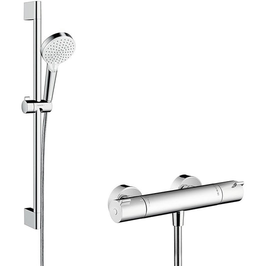 Hansgrohe Ecostat 1001 CL/Crometta Vario Baterie dus cu bara 65 cm, cu termostat, alb/crom