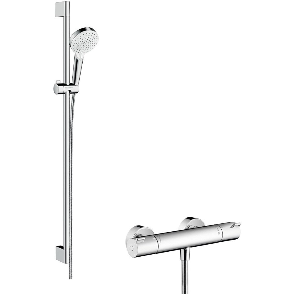 Hansgrohe Ecostat 1001 CL/Crometta Vario Baterie dus cu bara 90 cm, cu termostat, alb/crom