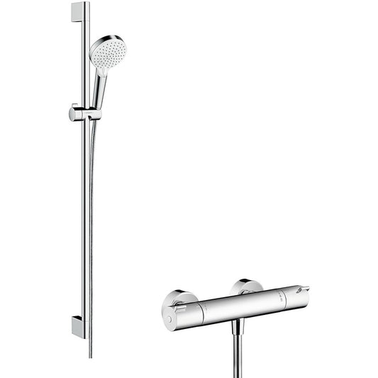 Hansgrohe Ecostat 1001 CL/Crometta Vario Baterie dus cu bara 90 cm, cu termostat, alb/crom