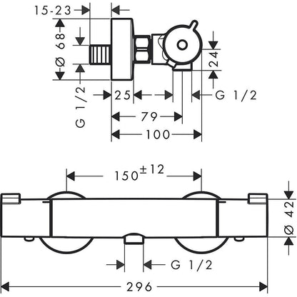 Hansgrohe Ecostat Set Promo Baterie dus cu termostat si set de dus cu bara 65 cm