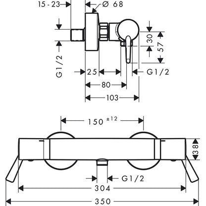 Hansgrohe Ecostat Comfort Care Baterie dus cu termostat, crom