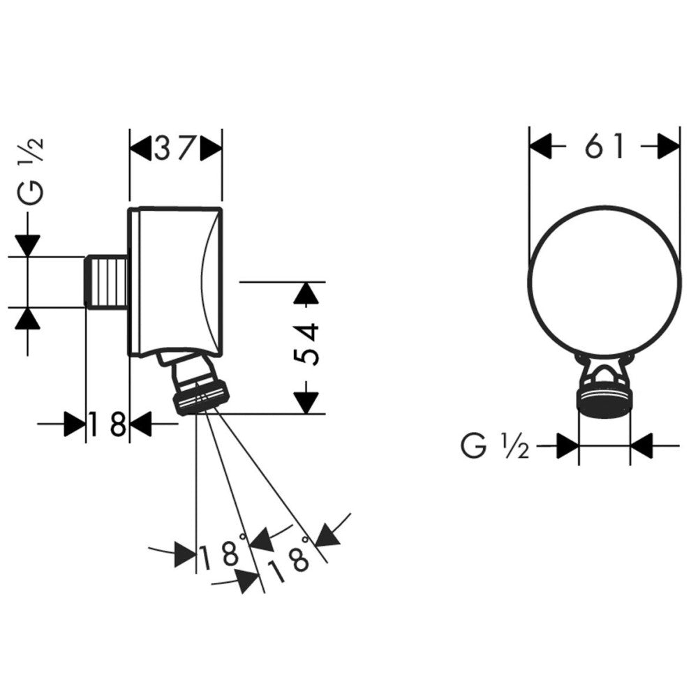 Hansgrohe Fixfit S Cot de iesire ½' cu protectie antireflux si racord pivotant