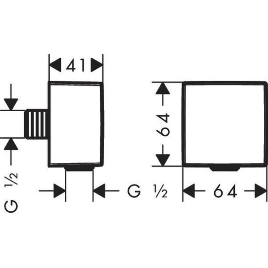 Hansgrohe Fixfit Square Cot iesire dus cu protectie antireflux, auriu lucios