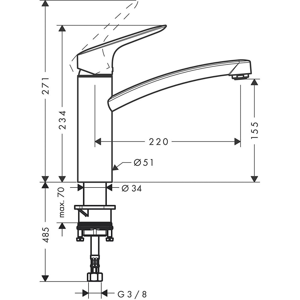Hansgrohe Logis M31 CoolStart 160 Baterie chiuveta bucatarie monocomanda, crom