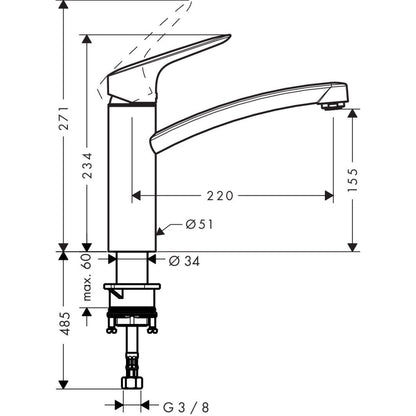 Hansgrohe Logis M31 160 Baterie chiuveta bucatarie monocomanda, crom